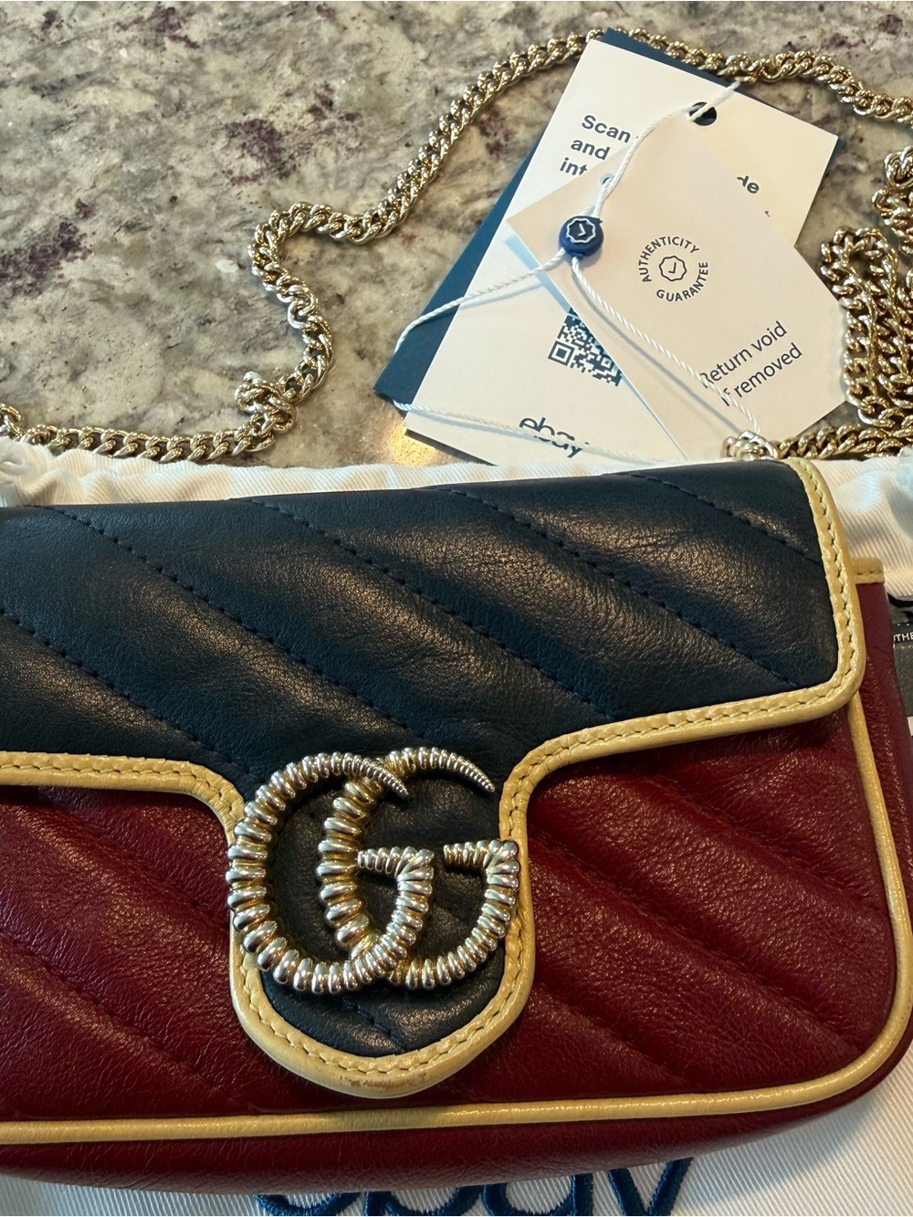 Gucci GG Marmont Small Flap Bag – Tricolor Limited Edition; dbl authentification